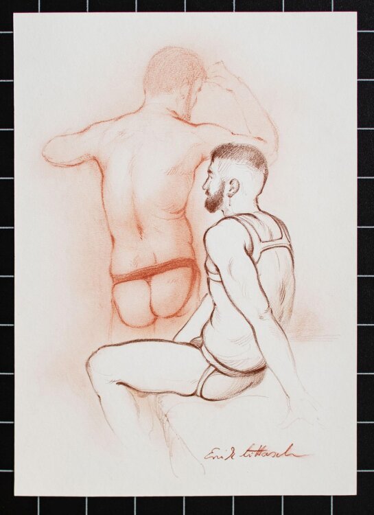 Erik Mittasch - Männerakt - Rötelzeichnung - o. J.