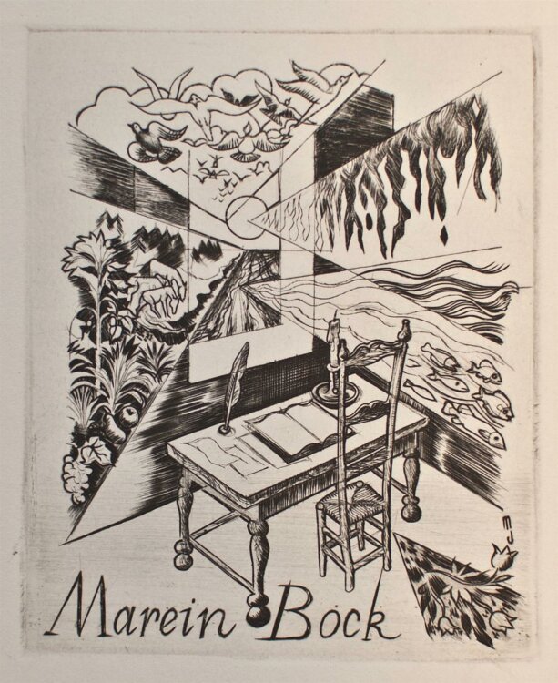 Michel Jamar - Ex Libris Marein Bock - o.J. - Radierung