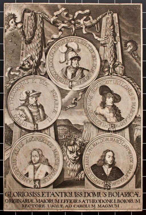 Johann Corvinus - Fortitudo leonina in utraque fortuna Maximiliani Emmanuelis - 1715 - Kupferstich
