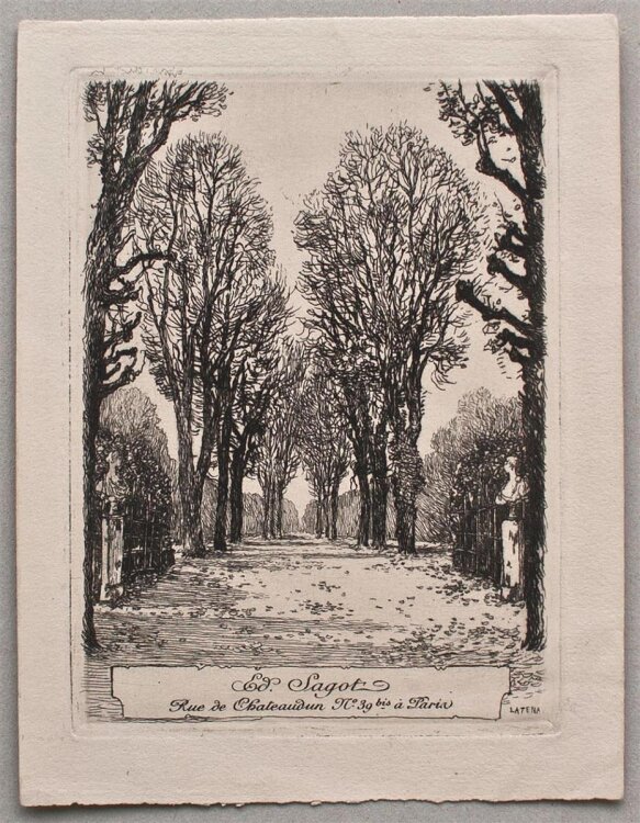 Gaston de Latenay - Visitenkarte/carte adresse Edmond Sagot - Radierung - o. J.