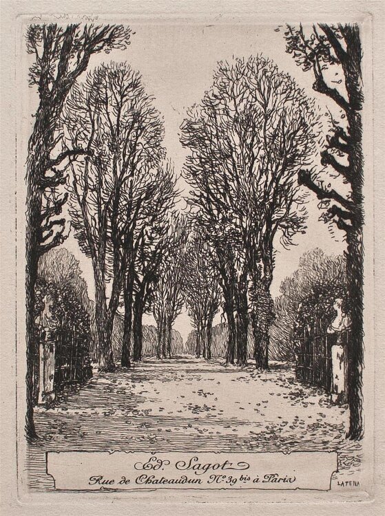 Gaston de Latenay - Visitenkarte/carte adresse Edmond Sagot - Radierung - o. J.