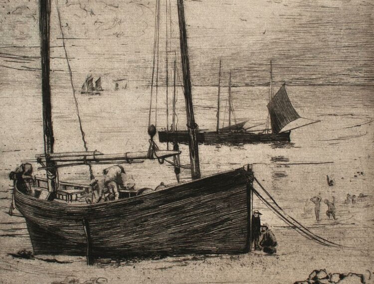 Reginald Edgar James Bush - Segelboote am Ufer - 1898 -...