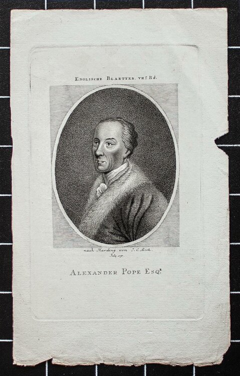 Christoph Wilhelm Bock  - Porträt Alexander Pope - Kupferstich - um 1797