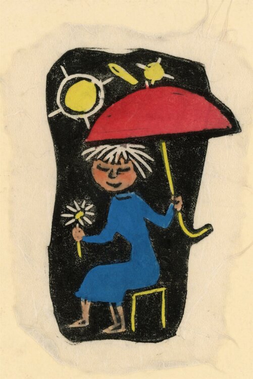 Hildegard Mössel - Frau mit Regenschirm -...