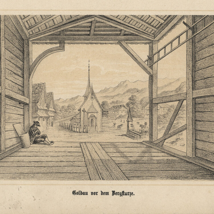 unbekannt - Goldau vor dem Bergsturze. - o.J., Lithografie