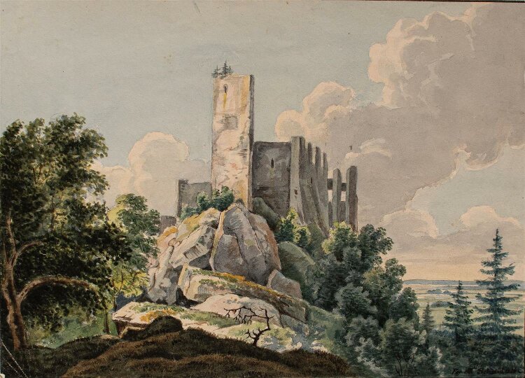 David Alois Schmid - Burgruine - Aquarell - 1826