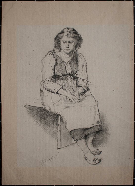 Unbekannter Künstler - Sitzende Frau - Bleistiftzeichnung - 1875