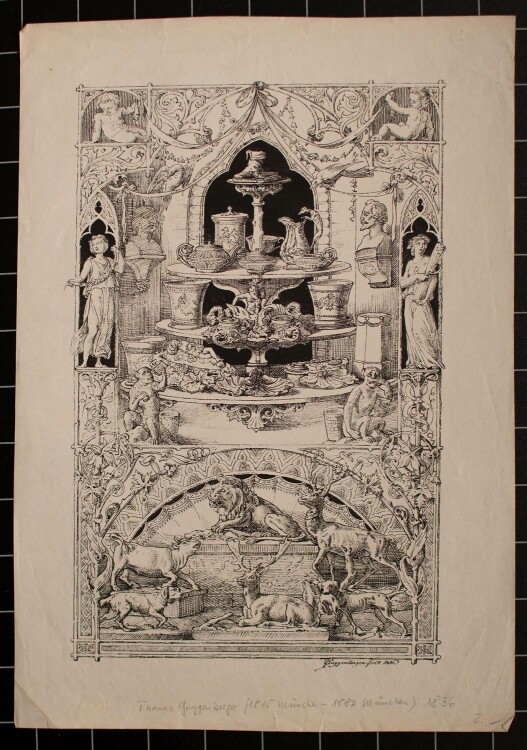 Thomas Guggenberger - Ornamental gestaltetes Blatt - Lithographie - 1836