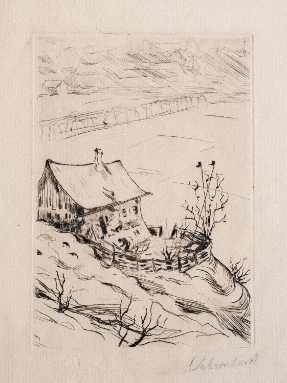 Paul Vahrenhorst - Hütte am Berg - Radierung - o. J.