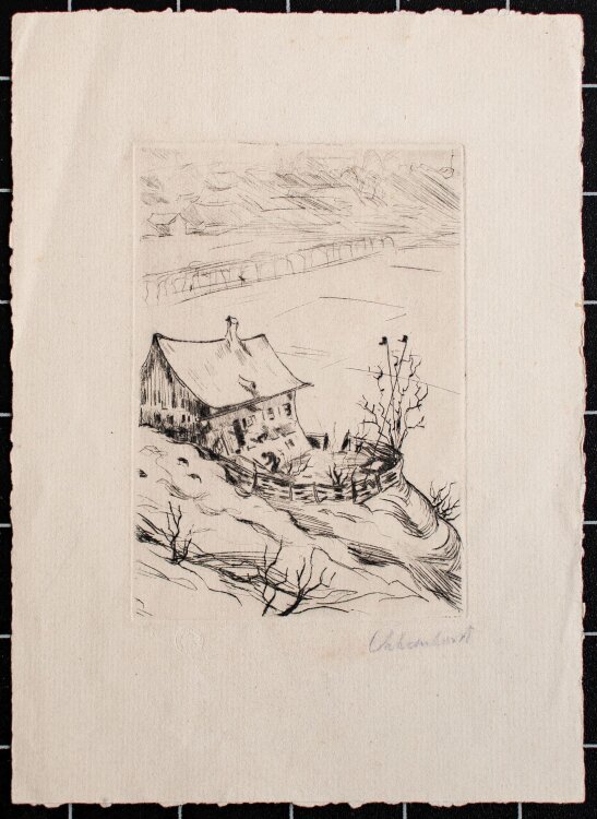 Paul Vahrenhorst - Hütte am Berg - Radierung - o. J.