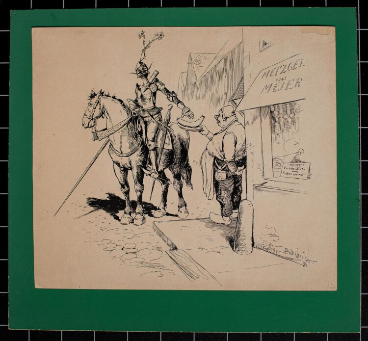 Paul Wendling - Ritter - Tuschezeichnung - 1893