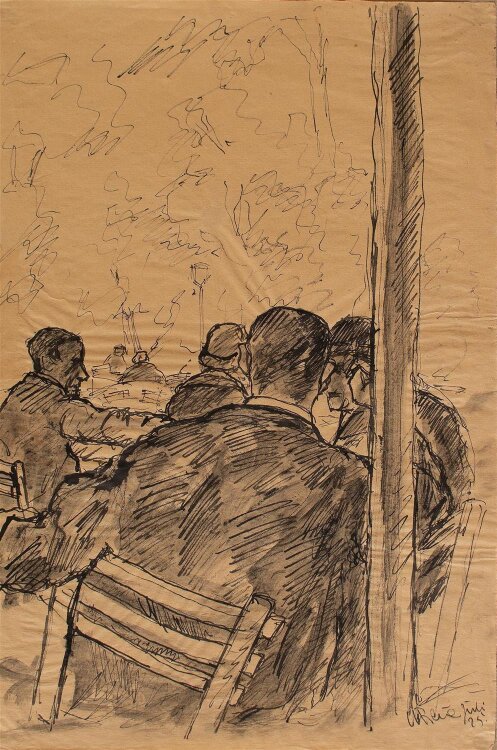 Unbekannt - im Hofgarten - Tuschezeichnung - 1925