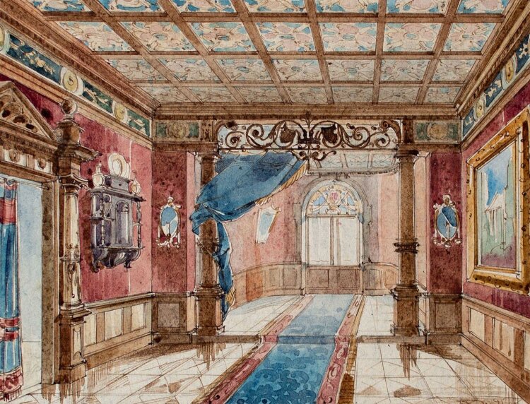Unbekannt - Interieur - Aquarell - 1891