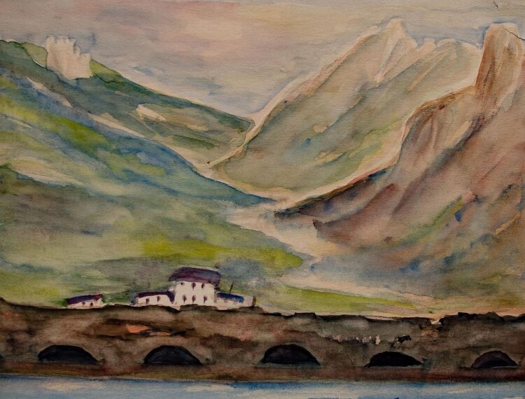 L. Gordon-Huber - Rofangebirge am Achensee (Österreich) - Aquarell - o.J.