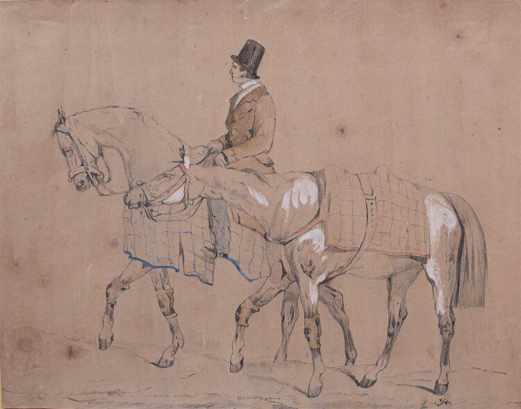 Heinrich Mützel - Reiter mit zwei Pferden -...