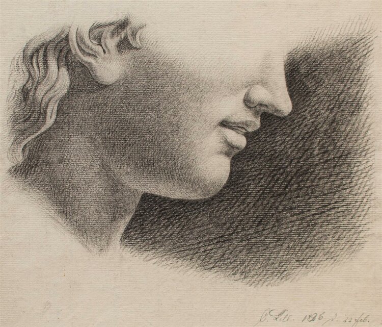 Unbekannt - Kopfstudie - Bleistiftzeichnung - 1826