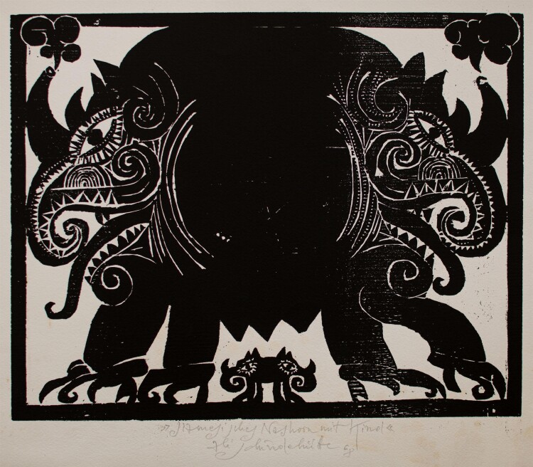 Albert Schindehütte - Siamesisches Nashorn - Holzschnitt - 1968