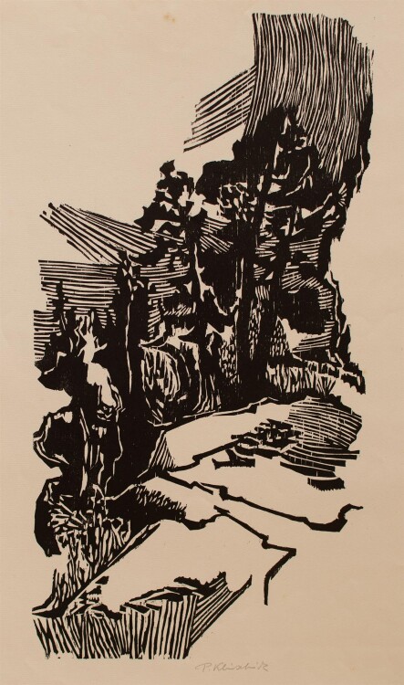 Peter Kleinschmidt - Landschaft - Holzschnitt - o. J.