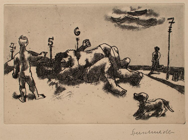 Hans Sperschneider - am Strand - Radierung - o. J.
