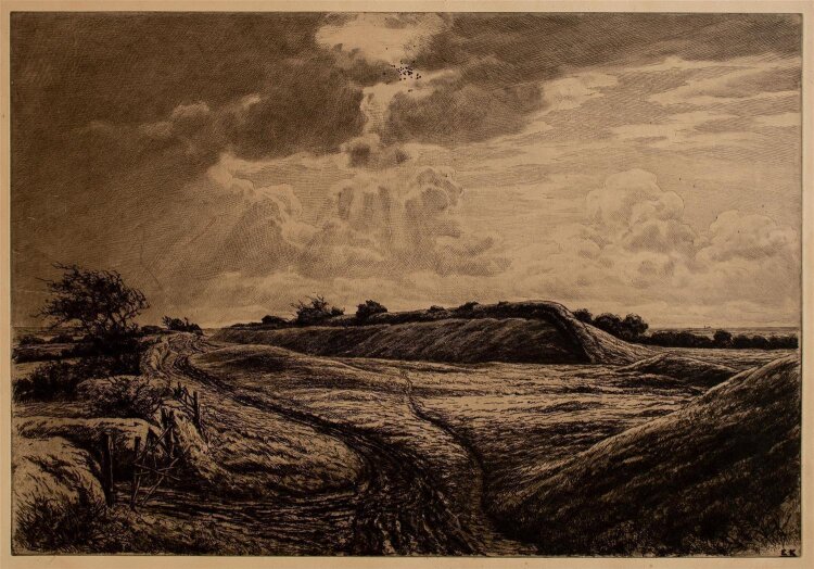 Unbekannter Monogrammist E.K. - Landschaft mit Deich - Radierung - o. J.