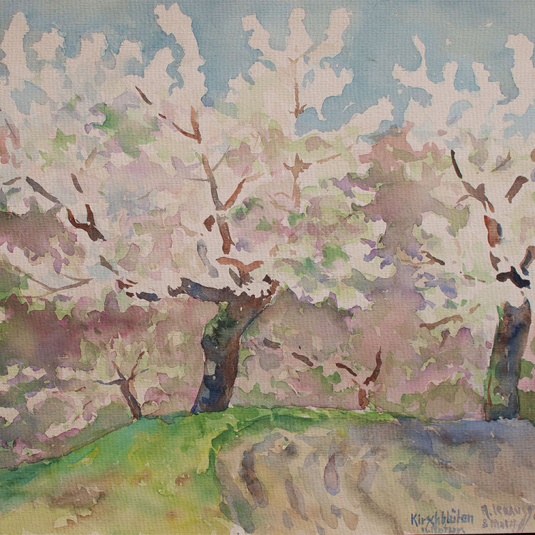 A. Krauss - Kirschblüten und Natur - Aquarell - 1929
