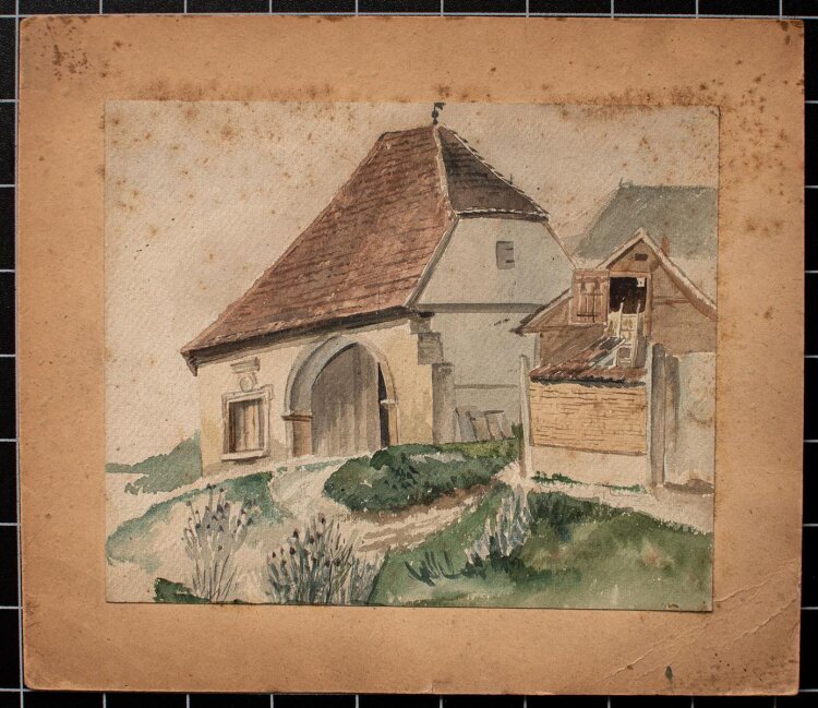 Maria Hesse - Torhaus des Gutshaueses in Möbisburg - Aquarell - um 1860
