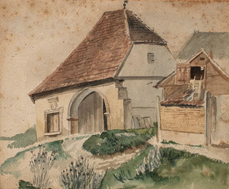Maria Hesse - Torhaus des Gutshaueses in Möbisburg - Aquarell - um 1860