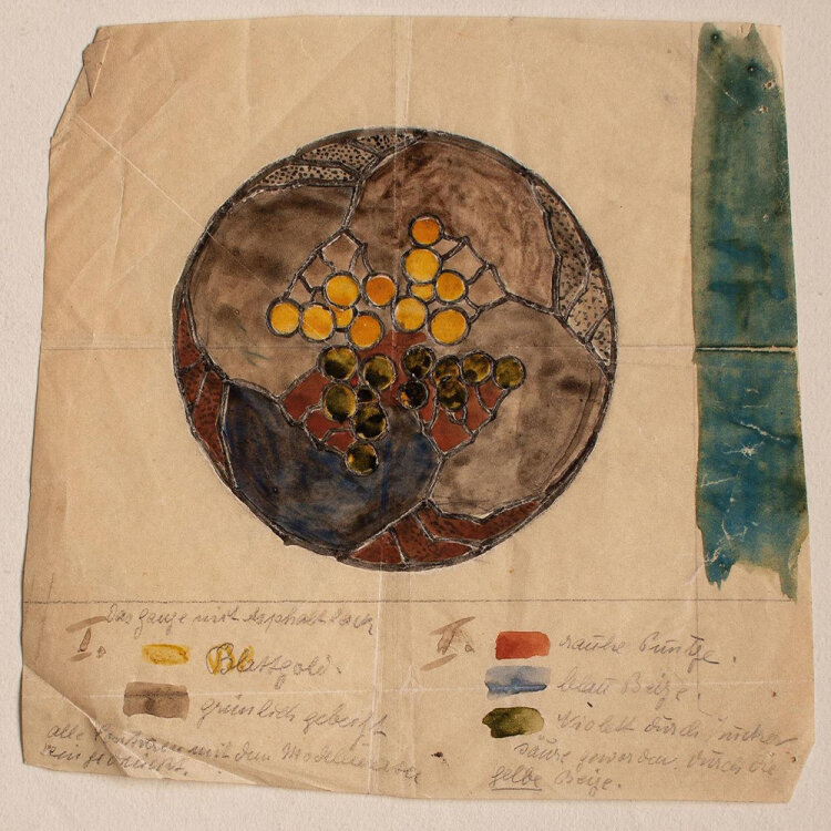 Clara Hesse - Entwurf für Kunstverglasungen - aquarell. Tuschezeichnung - o. J.