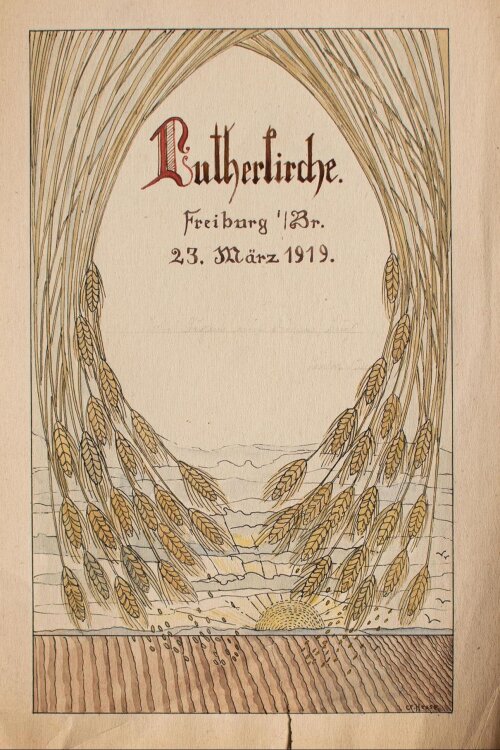 Hesse Clara - Entwurf für die Lutherkirche in Freiburg - aqu. Zeichnung - 1919