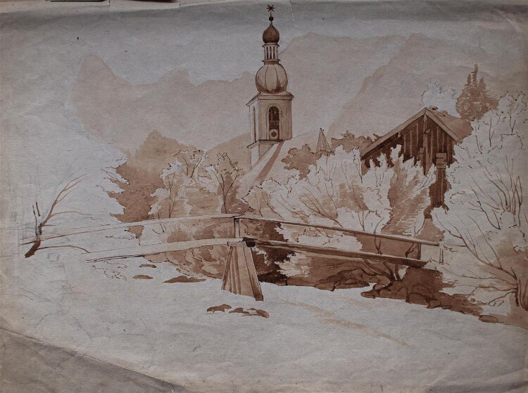 Marie Hesse - Landschaft mit einer Brücke -...
