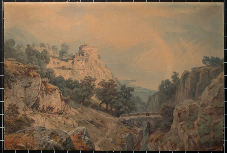 Paul Weber - Landschaft am Comer See - 1863 - Aquarell