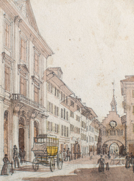 Emanuel Labhardt - Historische Ansicht Winterthur Schweiz - o.J. - Aquarell Bleistift
