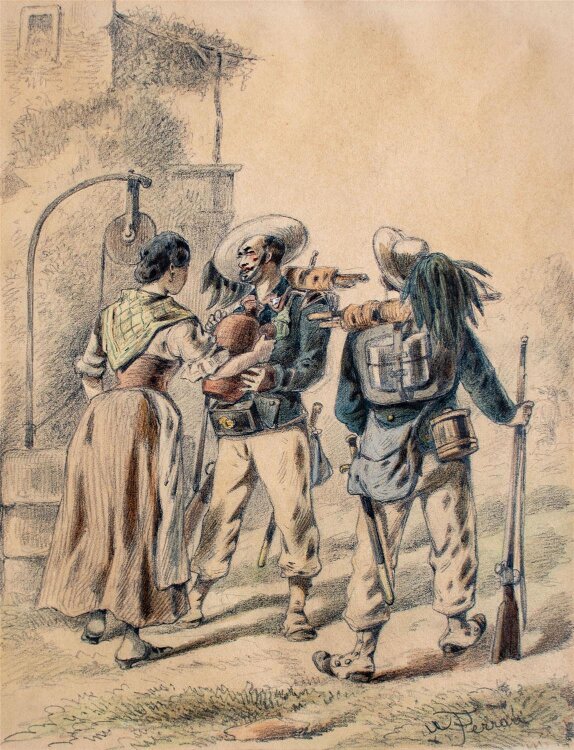 Giuseppe Ferrari - Am Brunnen - o.J. - Zeichnung
