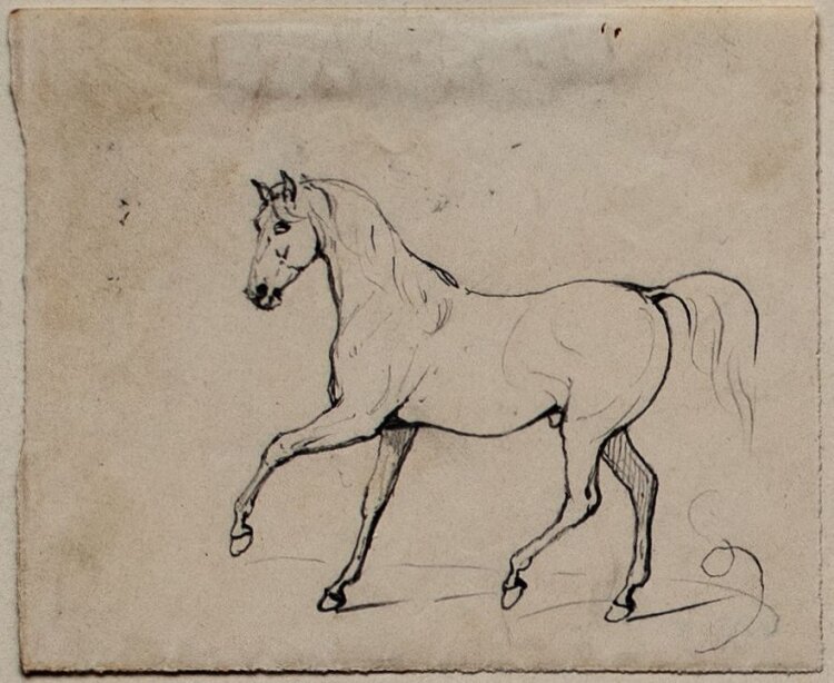 Unbekannter Künstler - Pferd - Miniatur-Bleistiftzeichnung - um 1800