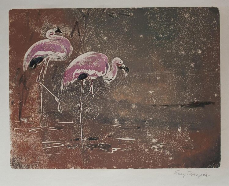 Franz Wagner - Flamingos - o.J. - Monotypie