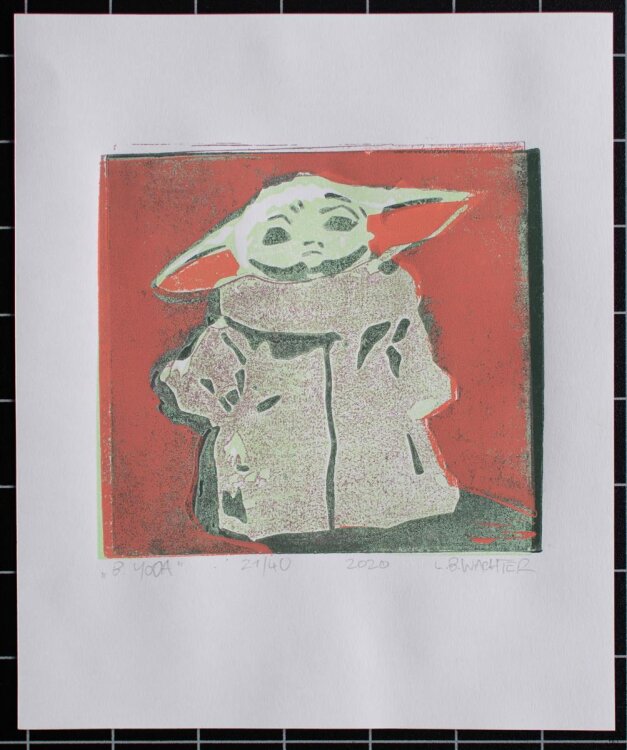 Leonhard Wachter - B.YODA - Farblinolschnitt - 2020