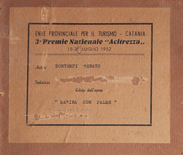 Renato Bontempi - Marina con Palme - 1952 - Öl auf Malpappe