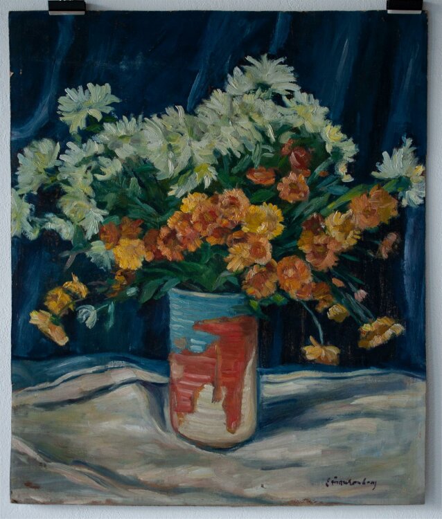 Erich Frankenberg - Blumenstillleben in C. Uffrecht Vase - Öl auf Pappe - o. J.
