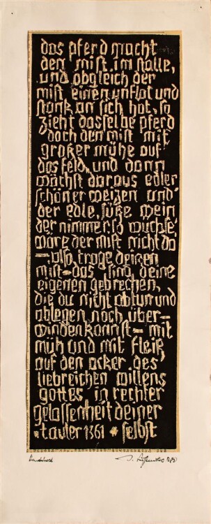 Unleserlich signiert - Aphorisma von Johannes Tauler -...