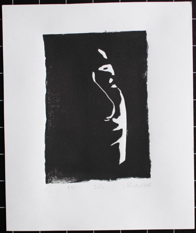 Leonhard Wachter - The Tinder Series: J. - Linolschnitt - 2020