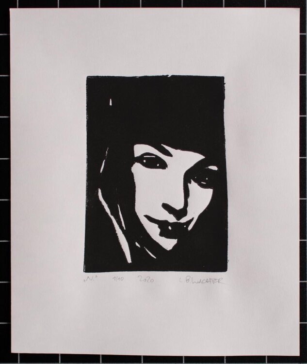 Leonhard Wachter - The Tinder Series: N. - Linolschnitt - 2020