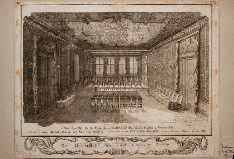 Michael Rößler - Das Kurfürstliche Wahl- und Koferenzzimmer - Kupferstich - 1742