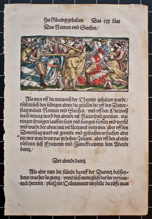 unbekannt - Anfang, Ursprug und Herkomen des Thurniers inn Teutscher Nation - o.J. - colorierter Holzschnitt