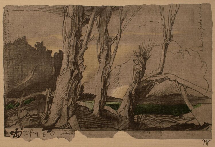 Horst Janssen - o. T. (Landschaft) - Offsetdruck - 1980