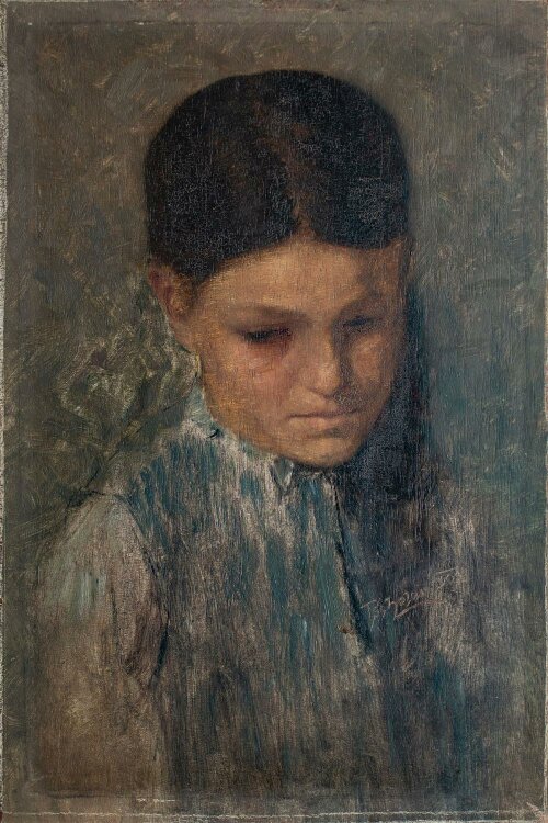 Hans Tschelan - Mädchenporträt - 1890 - Öl...