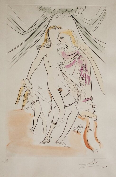 Salvador Dalí - Erotischer Akt - 1971 - Radierung...