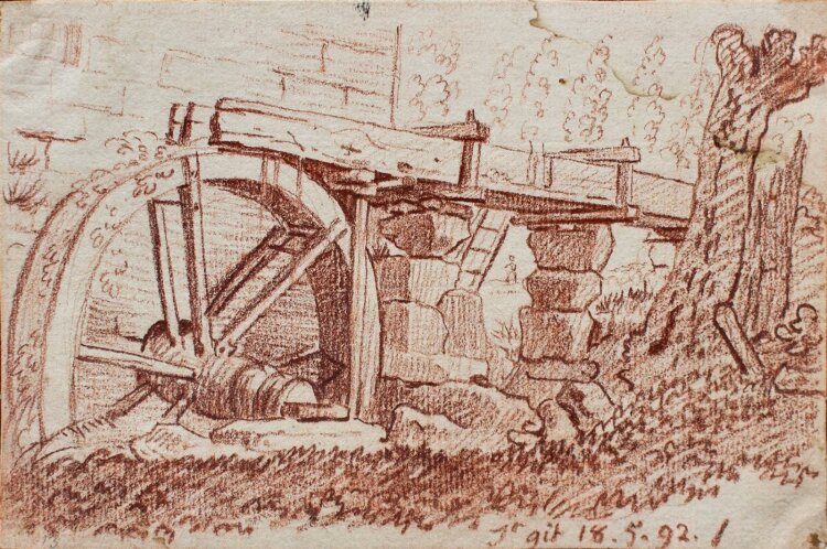 Unbekannt - Mühlenrad und Wassermühle - 1792 -...