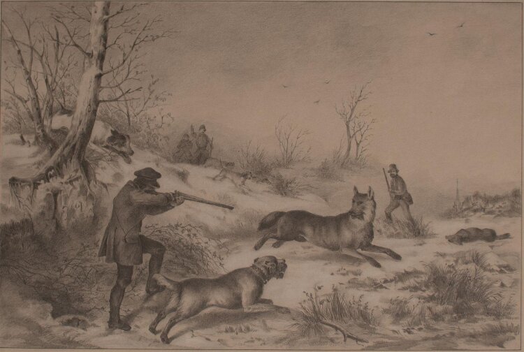 Wandesleben - Jagd auf einen riesigen Wolf - Zeichnung - o.J.