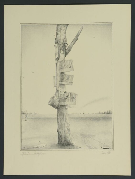 Jost Braun - Der Vogelbaum - 1988 - Lithografie