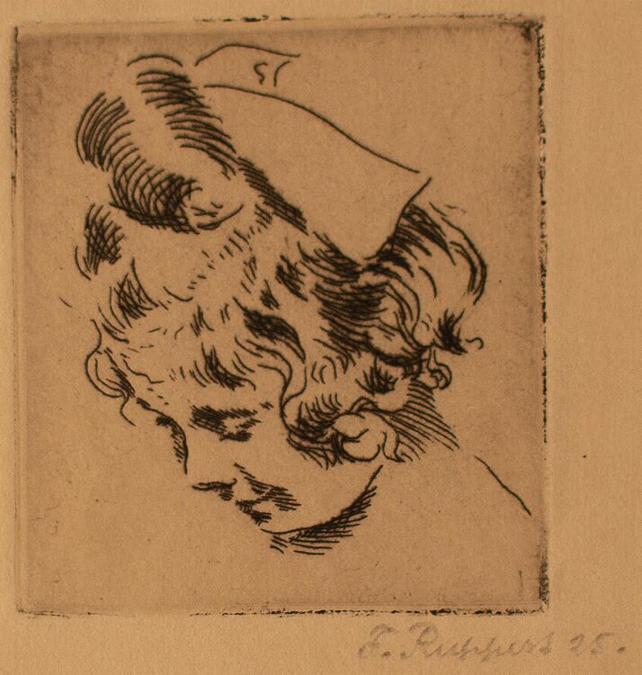 Fritz Ruppert - Kinderköpfchen - Radierung - 1925